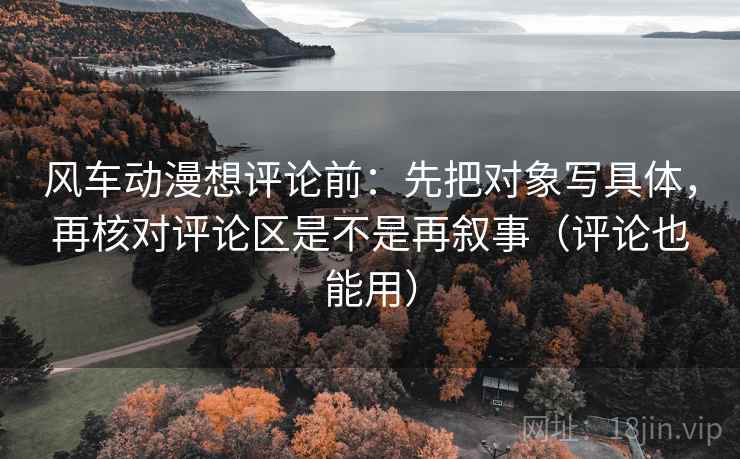 风车动漫想评论前：先把对象写具体，再核对评论区是不是再叙事（评论也能用）