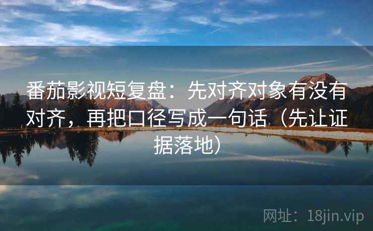 番茄影视短复盘：先对齐对象有没有对齐，再把口径写成一句话（先让证据落地）